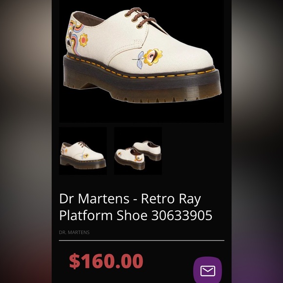 Dr. Martens Vegan 1461 Retro RayCanvas Embroidered Platform ShoesUS Women's 10 - Picture 7 of 16